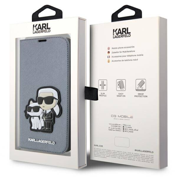 KARL LAGERFELD KLBKP14LSANKCPG IPHONE 14 PRO 6.1 "BOOKCASE SILVER/SILVER SAFFIANO KARL & CHOUPETTE