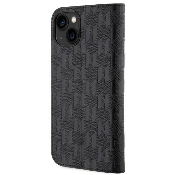 KARL LAGERFELD KLBKP14SSAKLPK IPHONE 14/15/13 6.1 "BOOKCASE CZARNY / BLACK SAFFIANO MONOGRAM