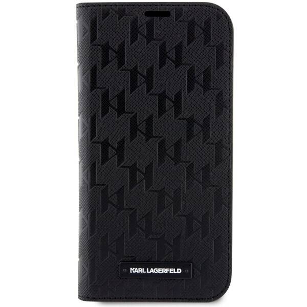 KARL LAGERFELD KLBKP14SSAKLPK IPHONE 14/15/13 6.1 "BOOKCASE CZARNY / BLACK SAFFIANO MONOGRAM