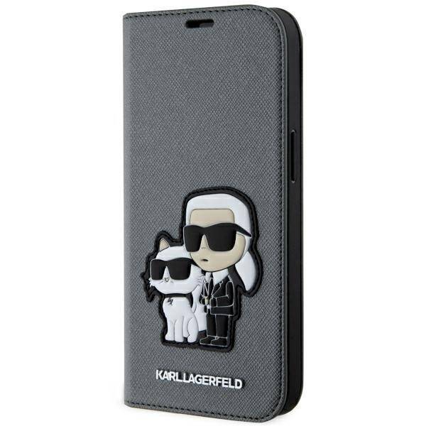 KARL LAGERFELD KLBKP14SSANKCPG IPHONE 14/15/13 6.1 "BOOKCASE SILVER / SILVER SAFFIANO KARL & CHOUPETTE