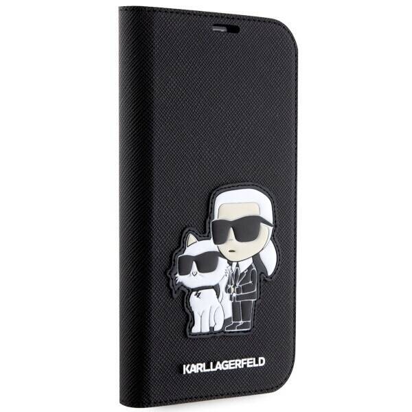 KARL LAGERFELD KLBKP14SSANKCPK IPHONE 14/15/13 6.1 "BOOKCASE CZARNY / BLACK SAFFIANO KARL & CHUPETTE