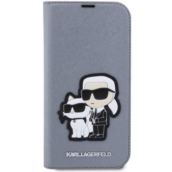 KARL LAGERFELD KLBKP14XSANKCPG IPHONE 14 PRO MAX 6.7 "BOOKCASE SILVER/SILVER SAFFIANO KARL & CHUPETTE