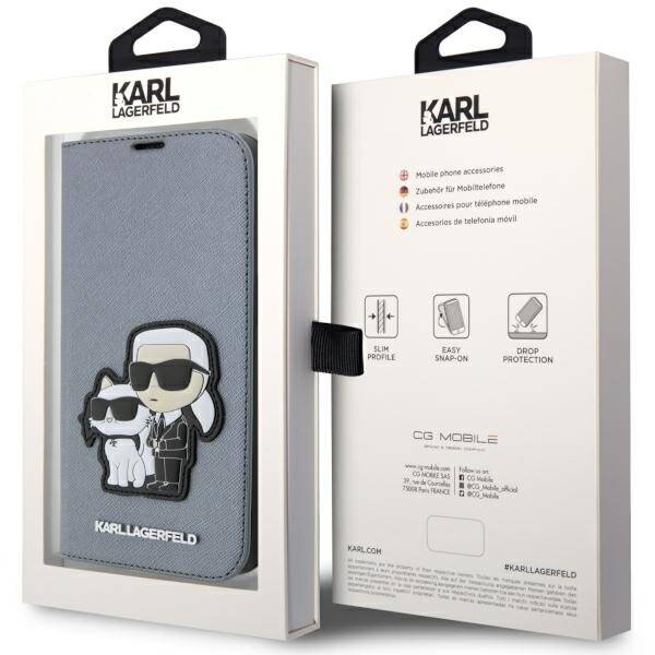 KARL LAGERFELD KLBKP14XSANKCPG IPHONE 14 PRO MAX 6.7 "BOOKCASE SILVER/SILVER SAFFIANO KARL & CHUPETTE