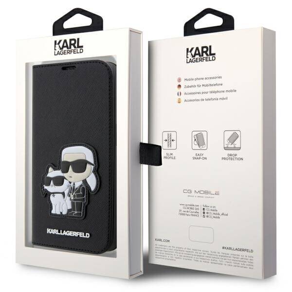 KARL LAGERFELD KLBKP14XSANKCPK IPHONE 14 PRO MAX 6.7 "BOOKCASE BLACK/BLACK SAFFIANO KARL & CHUPETTE