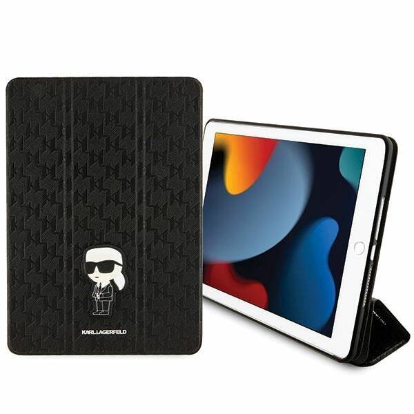 KARL LAGERFELD KLFC10SAKHPKK IPAD 10.2 "FOLIO MAGNET ALLOVER COVER CZARNY/BLACK SAFFIANO IKONIK MONOGRAM