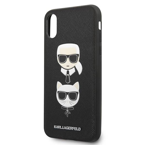 KARL LAGERFELD KLHCI65SAKICKCBK IPHONE XS MAX BLACK/BLACK HARDCASE SAFFIANO KARL & CHUPETTE HEAD