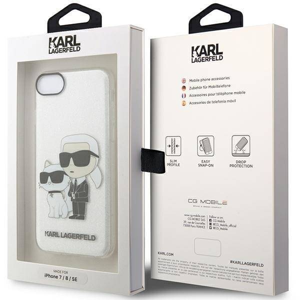 KARL LAGERFELD KLHCI8HNKCTGT IPHONE 7/8/ SE 2020/ SE 2022 TRANSPARENT HARDCASE GLITER KARL & CHUPETTE