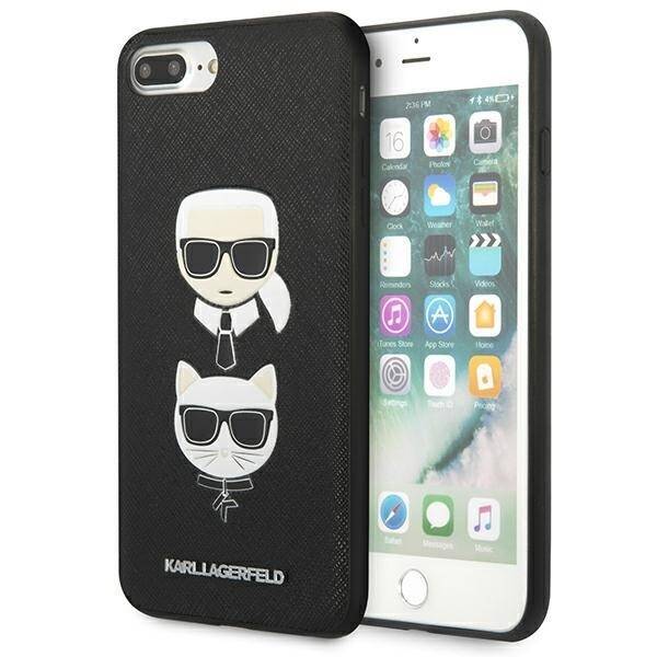 KARL LAGERFELD KLHCI8LSAKICKCBK IPHONE 7 PLUS / 8 PLUS CZARNY / BLACK HARDCASE SAFFIANO KARL & CHUPETTE HEAD