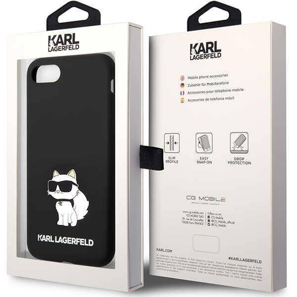 KARL LAGERFELD KLHCI8SNCHBCK IPHONE 7/8/ SE 2020/ SE 2022 HARDCASE CZARNY/ BLACK SILICONE CHOUPETTE