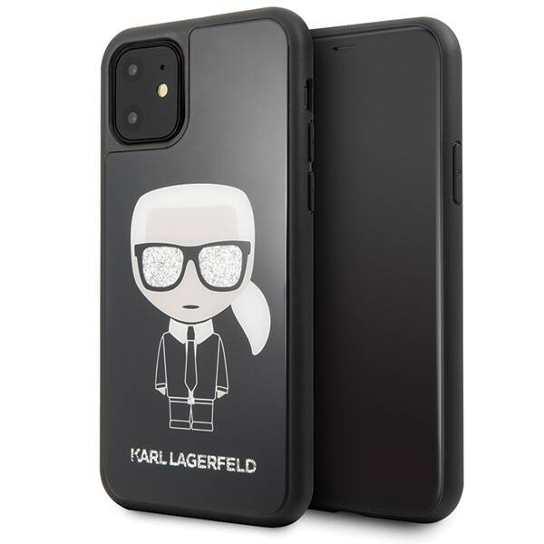 KARL LAGERFELD KLHCN61DLFKBK IPHONE 11 6.1 " / XR CZARNY / BLACK HARD CASE ICONIC KARL GLITTER