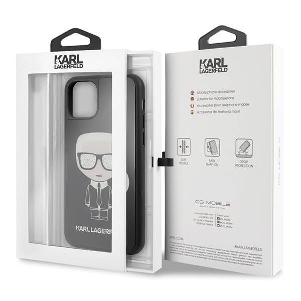 KARL LAGERFELD KLHCN61DLFKBK IPHONE 11 6.1 " / XR CZARNY / BLACK HARD CASE ICONIC KARL GLITTER