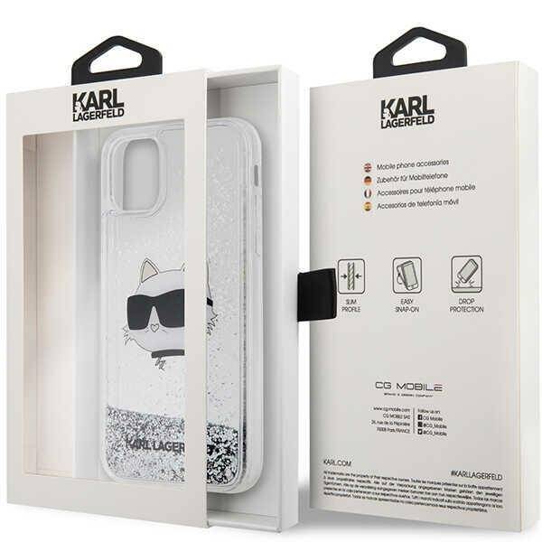 KARL LAGERFELD KLHCN61LNCHCS IPHONE 11/ XR SILVER/ SILVER HARDCASE GLITTER CHOUPETTE HEAD