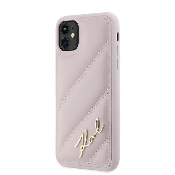 KARL LAGERFELD KLHCN61PQDSMGP IPHONE 11 / XR 6.1" PINK/PINK HARDCASE DIAGONAL QUILTED SCRIPT