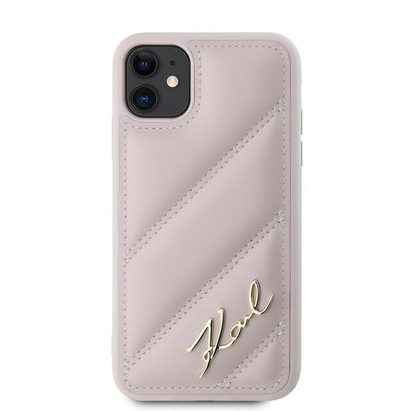 KARL LAGERFELD KLHCN61PQDSMGP IPHONE 11 / XR 6.1" PINK/PINK HARDCASE DIAGONAL QUILTED SCRIPT