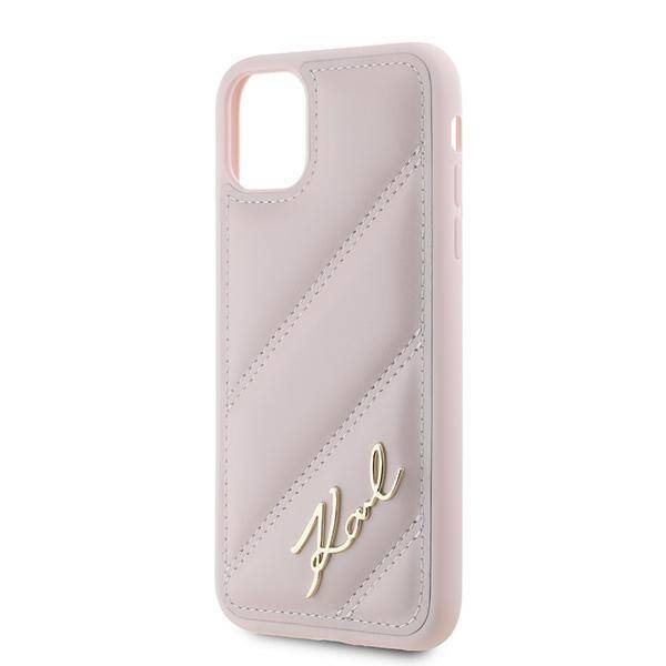 KARL LAGERFELD KLHCN61PQDSMGP IPHONE 11 / XR 6.1" PINK/PINK HARDCASE DIAGONAL QUILTED SCRIPT