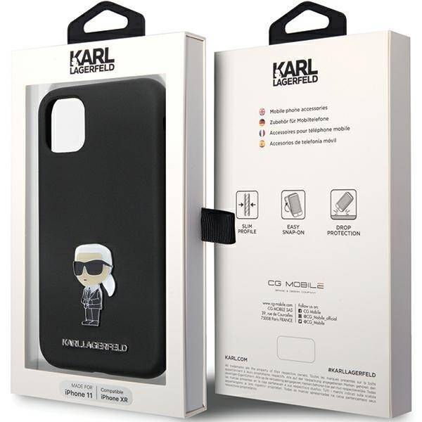 KARL LAGERFELD KLHCN61SMHKNPK IPHONE 11 / XR 6.1 "BLACK / BLACK SILICONE IKONIK METAL PIN