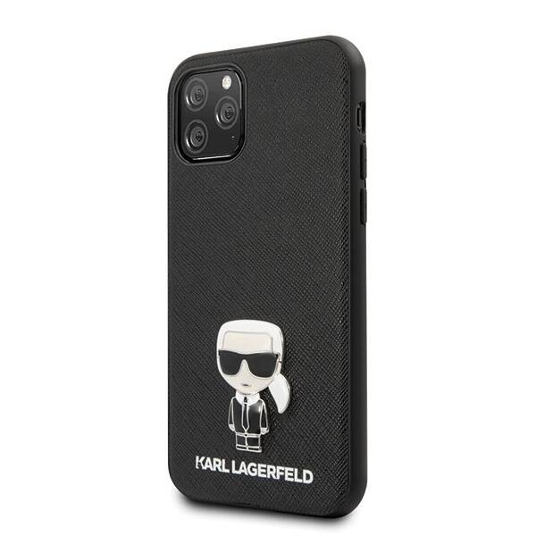 KARL LAGERFELD KLHCN65IKFBMBK IPHONE 11 PRO MAX HARDCASE CZARNY/BLACK SAFFIANO IKONIK METAL