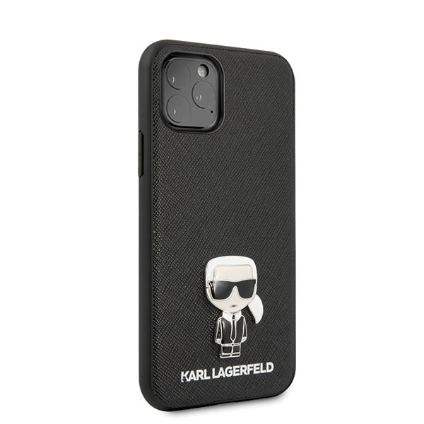 KARL LAGERFELD KLHCN65IKFBMBK IPHONE 11 PRO MAX HARDCASE CZARNY/BLACK SAFFIANO IKONIK METAL