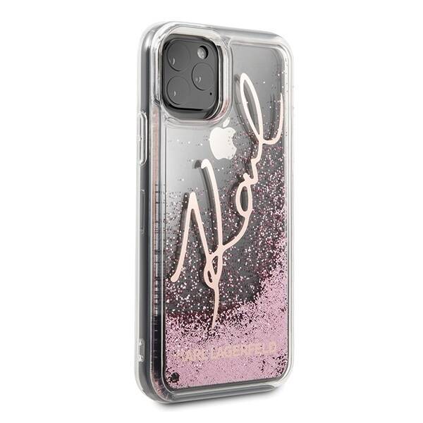 KARL LAGERFELD KLHCN65TRKSRG IPHONE 11 PRO MAX PINK-GOLD/ROSE GOLD GLITTER SIGNATURE