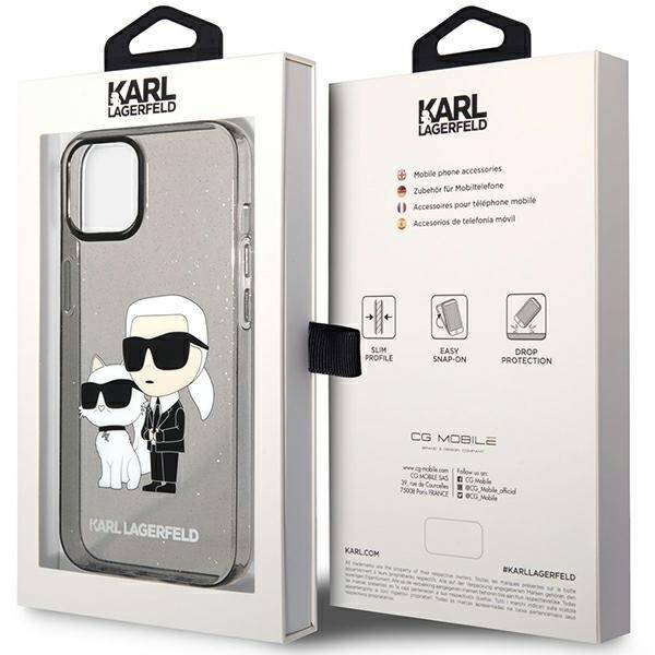 KARL LAGERFELD KLHCP12MHNKCTGK IPHONE 12 /12 PRO 6.1 "BLACK /BLACK HARDCASE GLITER KARL & CHUPETTE