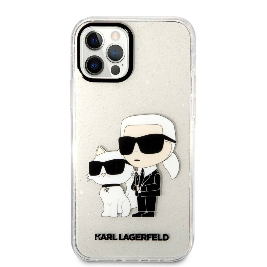 KARL LAGERFELD KLHCP12MHNKCTGT IPHONE 12 /12 PRO 6.1 "TRANSPARENT HARDCASE GLITER KARL & CHUPETTE