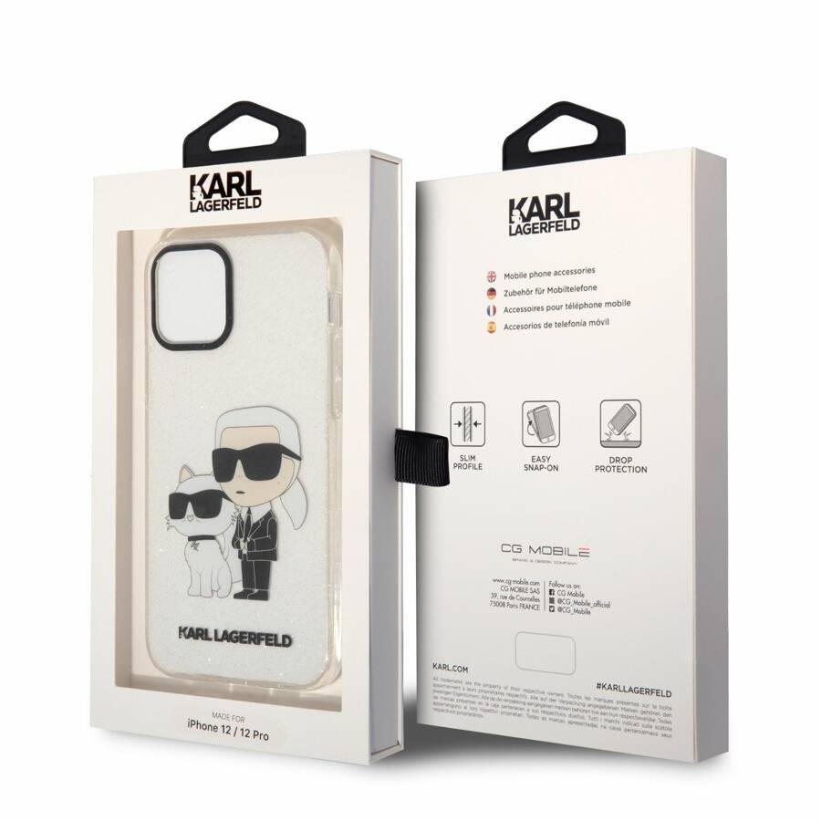 KARL LAGERFELD KLHCP12MHNKCTGT IPHONE 12 /12 PRO 6.1 "TRANSPARENT HARDCASE GLITER KARL & CHUPETTE