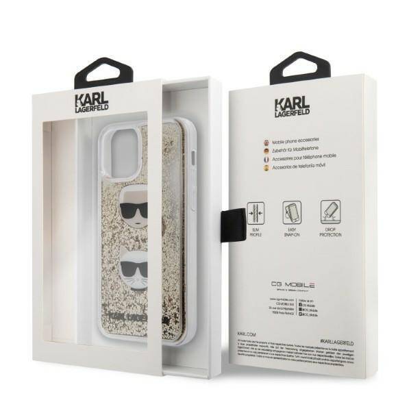 KARL LAGERFELD KLHCP12MKCGLGO IPHONE 12/12 PRO 6.1 "GOLD/GOLD HARDCASE LIQUID GLITTER KARL & CHOUPETTE