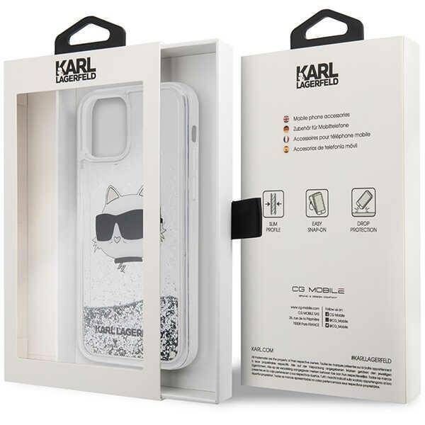 KARL LAGERFELD KLHCP12MLNCHCS IPHONE 12/12 PRO 6.1 "SREBRRY/ SILVER HARDCASE GLITTER CHOUPETTE HEAD