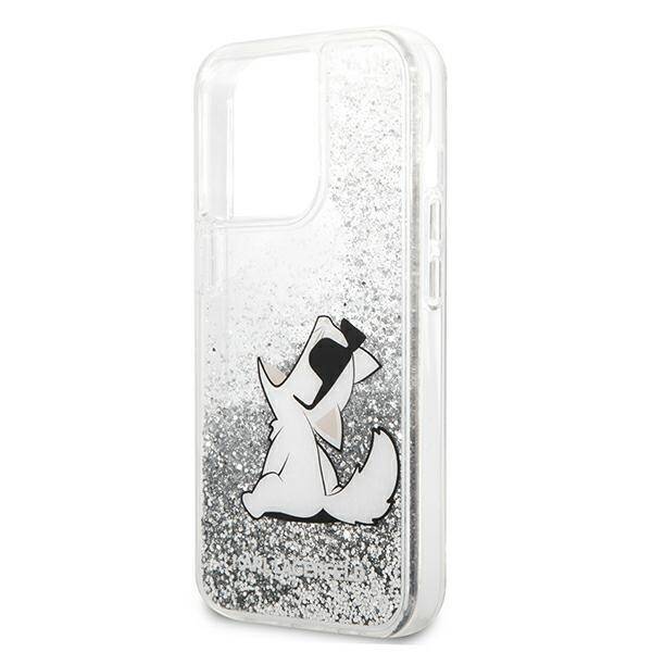 KARL LAGERFELD KLHCP13LGCFS IPHONE 13 PRO / 13 6.1 "SREBRRY / SILVER HARDCASE LIQUID GLITTER CHOUPETTE FUN