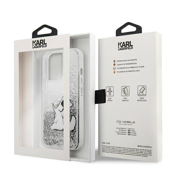 KARL LAGERFELD KLHCP13LGCFS IPHONE 13 PRO / 13 6.1 "SREBRRY / SILVER HARDCASE LIQUID GLITTER CHOUPETTE FUN