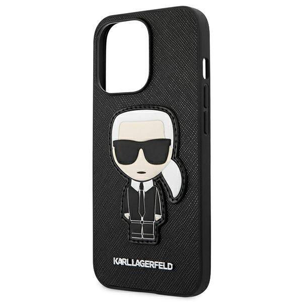 KARL LAGERFELD KLHCP13LOKPK IPHONE 13 PRO / 13 6.1 "BLACK / BLACK HARDCASE SAFFIANO IKONIK KARL`S PATCH