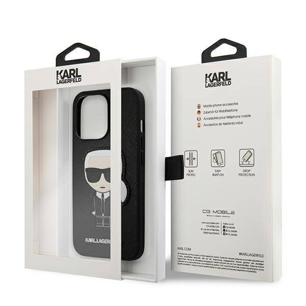 KARL LAGERFELD KLHCP13LOKPK IPHONE 13 PRO / 13 6.1 "BLACK / BLACK HARDCASE SAFFIANO IKONIK KARL`S PATCH