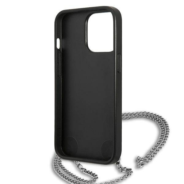 KARL LAGERFELD KLHCP13LPMK IPHONE 13 PRO / 13 6.1 "HARDCASE CZARNY / BLACK LEATHER TEXTURED AND CHAIN