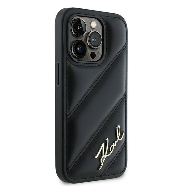 KARL LAGERFELD KLHCP13LPQDSMGK IPHONE 13 PRO / 13 6.1" BLACK/BLACK HARDCASE DIAGONAL QUILTED SCRIPT