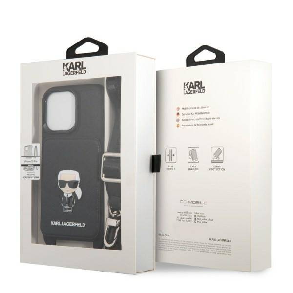 KARL LAGERFELD KLHCP13LSIPCK IPHONE 13 PRO / 13 6.1 "HARDCASE BLACK / BLACK SAFFIANO METAL IKONIK