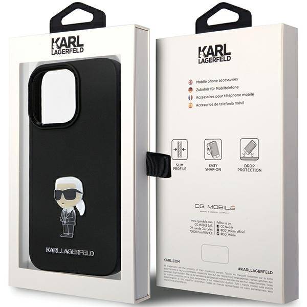 KARL LAGERFELD KLHCP13LSMHKNPK IPHONE 13 PRO / 13 6.1 "BLACK / BLACK SILICONE IKONIK METAL PIN