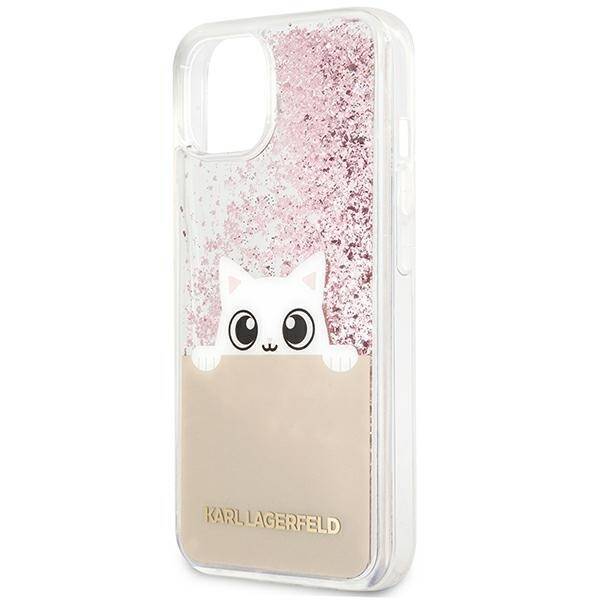 KARL LAGERFELD KLHCP13MPABGNU IPHONE 13/14/15 6.1 "PINK / PINK HARDCASE PEEK A BOO LIQUID GLITTER