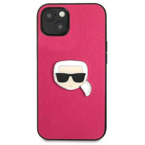 KARL LAGERFELD KLHCP13MPKKMP IPHONE 13/14/15 6.1 "PINK / PINK HARDCASE LEATHER IKONIK KARL`S HEAD METAL