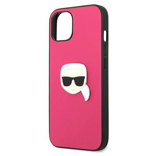 KARL LAGERFELD KLHCP13MPKKMP IPHONE 13/14/15 6.1 "PINK / PINK HARDCASE LEATHER IKONIK KARL`S HEAD METAL