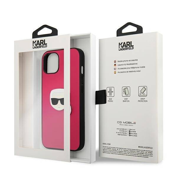 KARL LAGERFELD KLHCP13MPKKMP IPHONE 13/14/15 6.1 "PINK / PINK HARDCASE LEATHER IKONIK KARL`S HEAD METAL