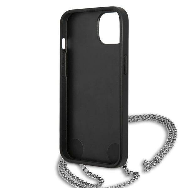 KARL LAGERFELD KLHCP13MPMK IPHONE 13/14/15 6.1 "HARDCASE CZARNY / BLACK LEATHER TEXTURED AND CHAIN