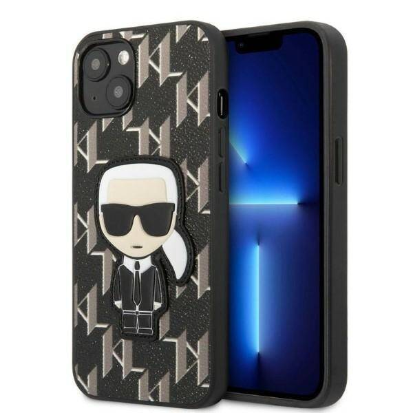 KARL LAGERFELD KLHCP13MPMNIKBK IPHONE 13/14/15 6.1 "HARDCASE CZARNY / BLACK MONOGRAM IKONIK PATCH