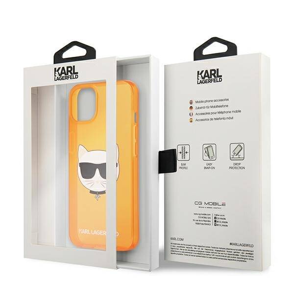 KARL LAGERFELD KLHCP13SCHTRO IPHONE 13 MINI 5.4 "ORANGE/ORANGE HARDCASE GLITTER CHOUPETTE FLUO