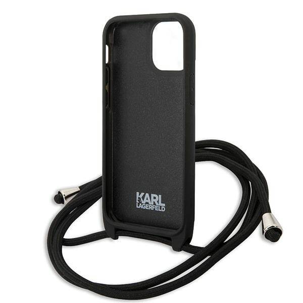 KARL LAGERFELD KLHCP13SCMNIPK IPHONE 13 MINI 5.4 "HARDCASE CZARNY/BLACK LEATHER MONOGRAM PATCH AND CORD ICONIK