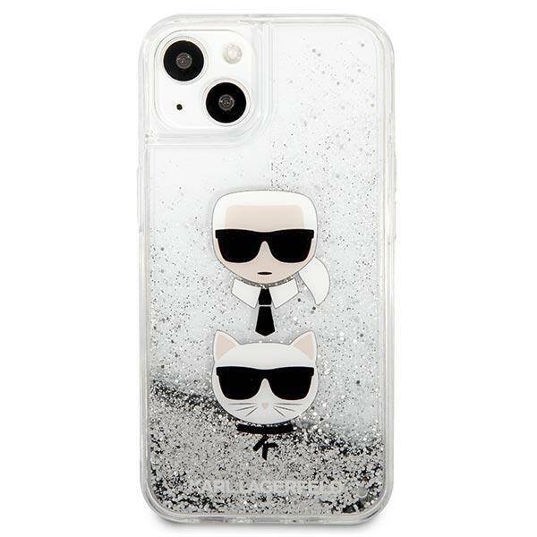 KARL LAGERFELD KLHCP13SKGLS IPHONE 13 MINI 5.4 "SILVER/SILVER HARDCASE LIQUID GLITTER KARL & CHOUPETTE HEAD