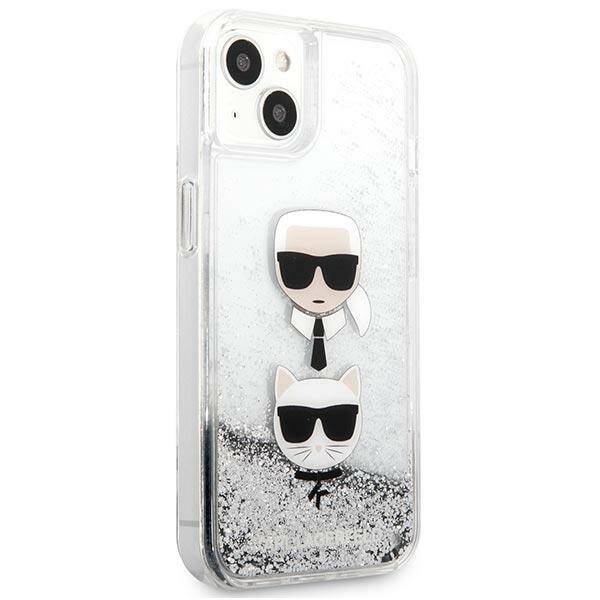 KARL LAGERFELD KLHCP13SKGLS IPHONE 13 MINI 5.4 "SILVER/SILVER HARDCASE LIQUID GLITTER KARL & CHOUPETTE HEAD