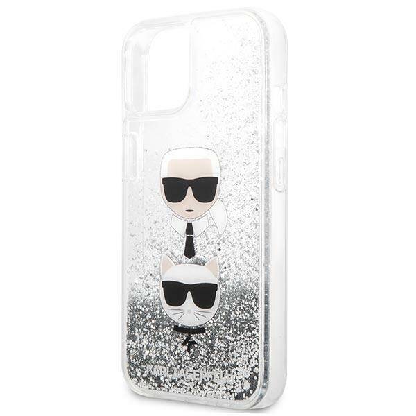 KARL LAGERFELD KLHCP13SKGLS IPHONE 13 MINI 5.4 "SILVER/SILVER HARDCASE LIQUID GLITTER KARL & CHOUPETTE HEAD