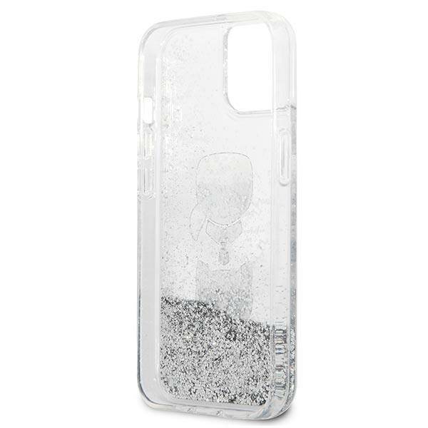 KARL LAGERFELD KLHCP13SKGLS IPHONE 13 MINI 5.4 "SILVER/SILVER HARDCASE LIQUID GLITTER KARL & CHOUPETTE HEAD