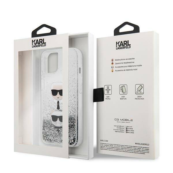 KARL LAGERFELD KLHCP13SKGLS IPHONE 13 MINI 5.4 "SILVER/SILVER HARDCASE LIQUID GLITTER KARL & CHOUPETTE HEAD