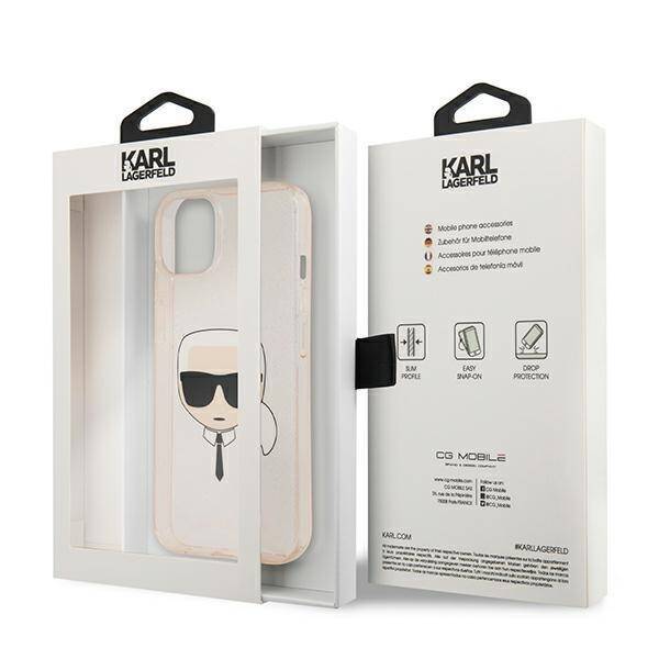 KARL LAGERFELD KLHCP13SKHTUGLGO IPHONE 13 MINI 5.4 "GOLD/GOLD HARDCASE GLITTER KARL`S HEAD